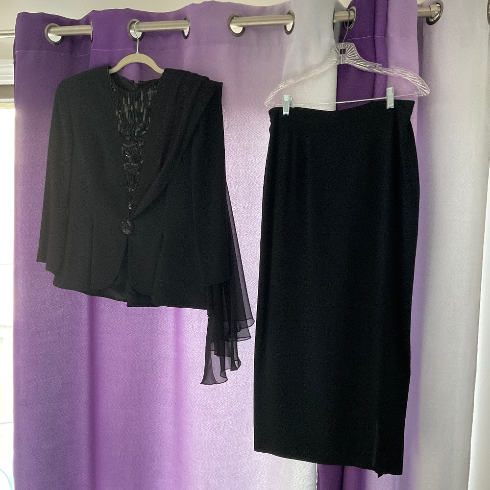 Daymor Couture Black Formal Skirt w/Sequin Jacket